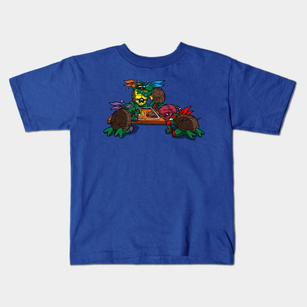 Funny Zombie Ninjas Eating Master 80's Cartoon Gift For Zombie Lovers Kids T-Shirt by BoggsNicolas